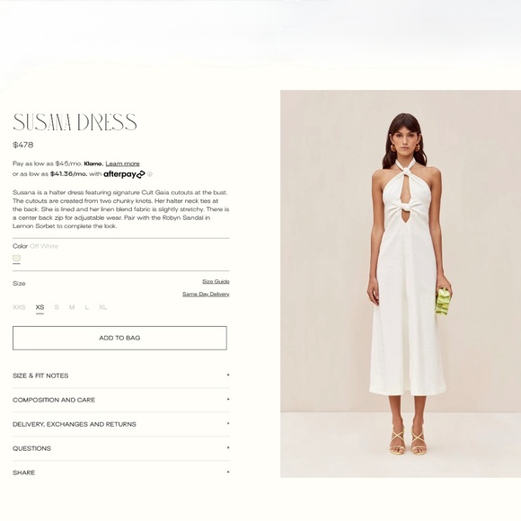 Cult Gaia Ivory Susana Dress New With Tags in sz L - Picture 9 of 9